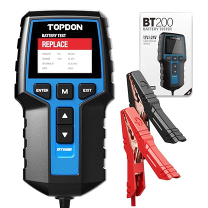 TOPDON BT200 Car Battery Tester, 12V/24V, 100-2000 CCA Load Tester