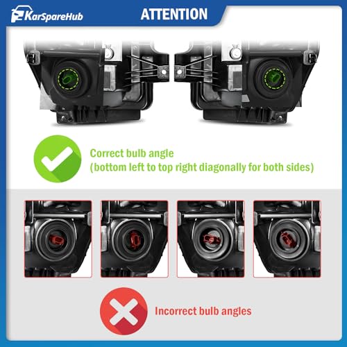 Headlights W/Bulbs for 2008 2009 2010 Ford F250 F350 F450 F550 - color: Black | With High & Low Beam Bulbs