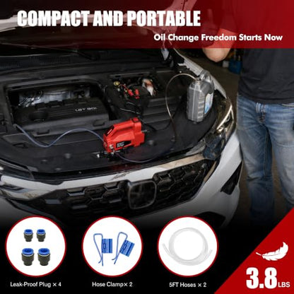 Oil Transfer Pump 12V 100W, Engine Oil Extractor Pump - color: Red