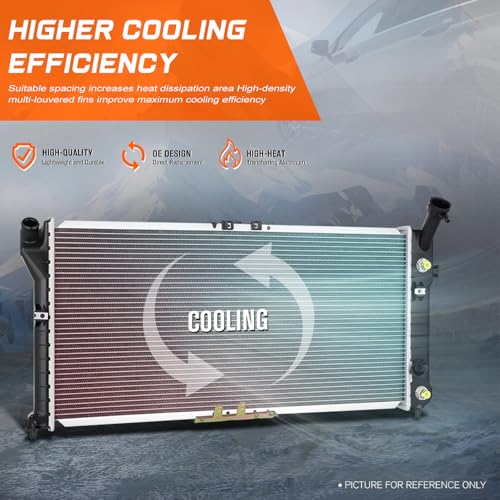Aluminum Radiator Compatible with 1996-2001 Chevy Lumina/Monte Carlo/Oldsmobile Cutlass Supreme 3.1L 3.4L 3.8L, 1-Row High Flow Direct Fit Replacement Cooling Radiator DPI-2251 - color: 96-01 Chevy Lumina Monte Carlo Cutlass