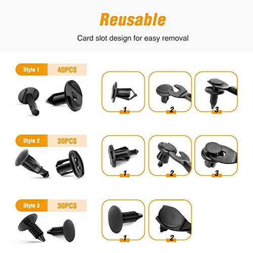 GOOACC GRC-18 100PCS 7mm 8mm 10mm Nylon Push Expansion Screws Replacement Kit,Bumper Fastener Rivet Clips GM 21030249 Ford N807389S - color: 100 Clips