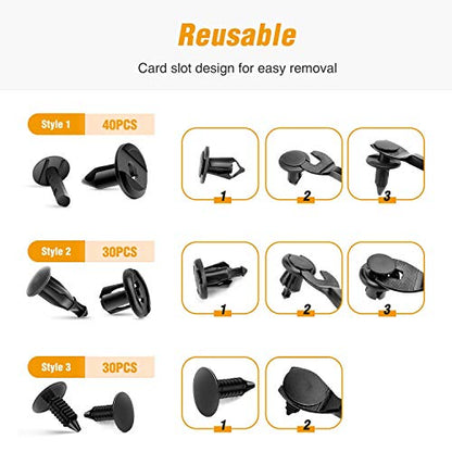 GOOACC GRC-18 100PCS 7mm 8mm 10mm Nylon Push Expansion Screws Replacement Kit,Bumper Fastener Rivet Clips GM 21030249 Ford N807389S - color: 100 Clips