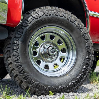 Rough Country 17x9 Polished Chrome Steel Wheel - 5x5, 12mm Offset, 3.30 Bore, Classic Off-Road Rim for Trucks, Jeeps & SUVs - size: 17x9 - 5x5, -12mm