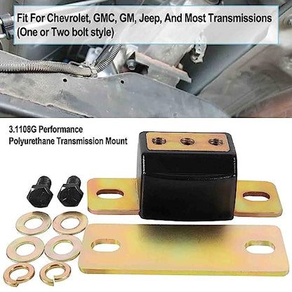 3.1108G General Transmission Mount Performance Polyurethane Mounts Bracket Set Fit for GM Cars and Trucks TH350, TH400, 700R4, and for Chevy Turbo Most Transmissions