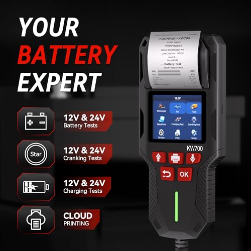 KONNWEI KW700 Car Battery Tester with Printer 12V/24V Battery Load Tester