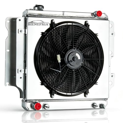 4 Row Aluminum Radiator for 87-06 Jeep TJ Wrangler 2.4 2.5 4.0 4.2 L6 L4 GAS - size: 4 row radiator with fan and shroud