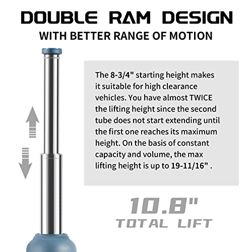 BAOSHISHAN 5 Ton Double Ram Bottle Jack, High Lift Hydraulic Jack - size: 5 Ton (High Lift)