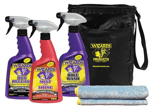 Wizards Motorcycle Quick Detail Kit – 5-Piece Wash & Shine Bundle - color: Motorcycle Quick Kit (5 pc)