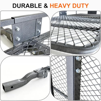 Hitch Mount Folding Trailer Cargo Carrier Basket 60" x 20" x 6" - size: 16 Cubic feet