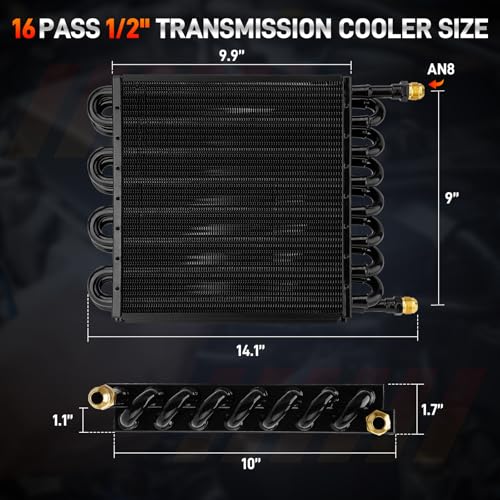Upgraded 16 1/2" Pass Aluminum Transmission Oil Cooler