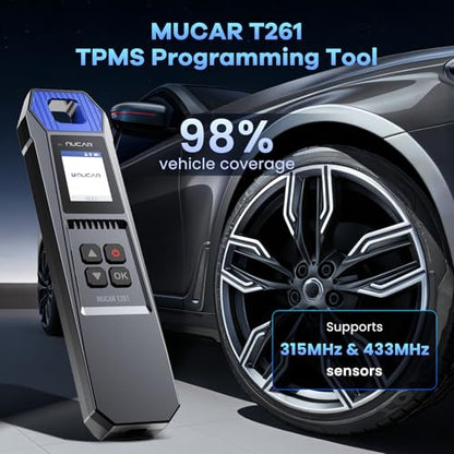 MUCAR T261 TPMS Programming Tool+4PCS MUCAR VENU5 Tire Pressure Sensor with Unlimited Reprogrammability