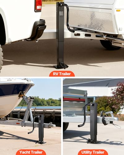 VEVOR Heavy-Duty Trailer Jack, 12,000 lbs Load Capacity, Sidewind Square Direct Weld-on Trailer Jack with Handle Crank, Adjustable Drop Leg, 26-Inch Travel for Lifting RV, Utility, Yacht Trailers - size: 12000lbs (26 inch Stroke)