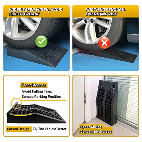 HOXWELL Car Ramps for Jack Support and Lift Vehicle Maintenance, Lightweight Low Profile Car Ramps for Garage, Heavy Duty Tire Ramps for Low Chassis Cars, 17.5''x10''x3.14'' (2PCS) - size: NB265-2PCS