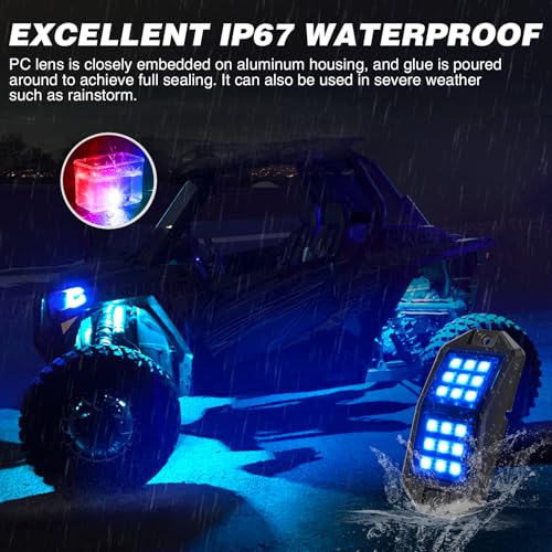 Nilight RGB LED Rock Lights Kit 12 PCS 18LED Wide Angle Wheel Well Light - color: RGB 18LED, size: 12 Pods