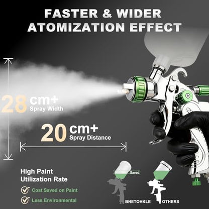 LVLP Air Spray Gun Premium Kit with 1.3/1.7/2.0mm Nozzles - size: plastic cup