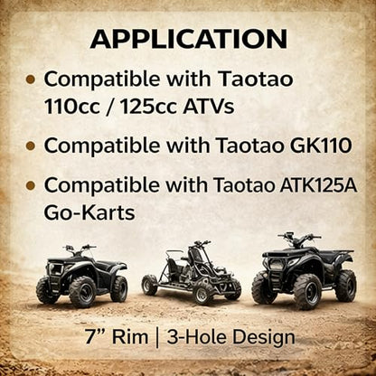 7" ATV Wheel Rim 3-Hole Compatible with Taotao 110CC 125CC ATV