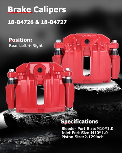 cciyu Rear Left & Right Brake Calipers w/Bracket 18-B4726 18-B4727 - size: Rear[18-B4726+18-B4727]