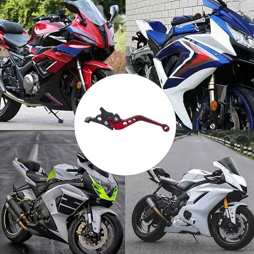 1 Pair Red Motorcycle Brake Clutch Levers, CNC Aluminum Alloy Handle Set for Scooter Motorbike, Adjustable Replacement Parts - color: Red