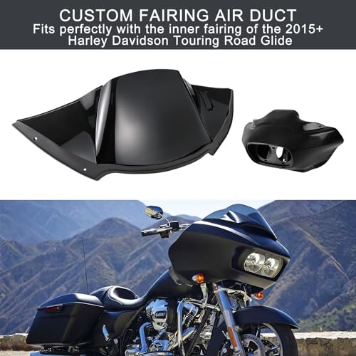 Vivid Black Fairing Air Duct, Air Duct Baffle and Actuator Assembly Kit Compatible with Harley Davidson Road Glide 2015-2023