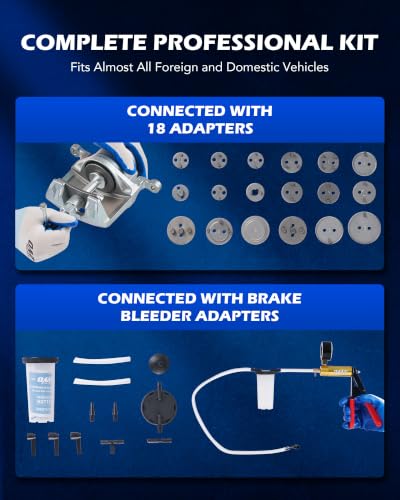 OMT 2-in-1 Brake Caliper Compression Tool and Vacuum Pump Bleeder Kit - color: Blue