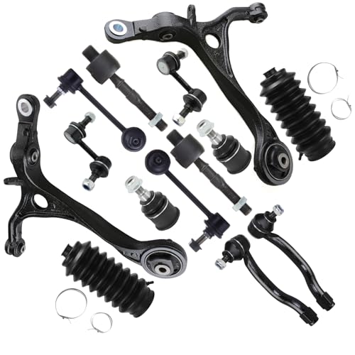 SCITOO 14pcs Rear Suspension Kit Control Arm Tie Rod End Sway Bars Steering Rack Boot fit for Acura TL 2007 2008 53534S30003 ES800217 ES800218 EV80210 K500117 K641543 K641544 K750092 K750093 K90342