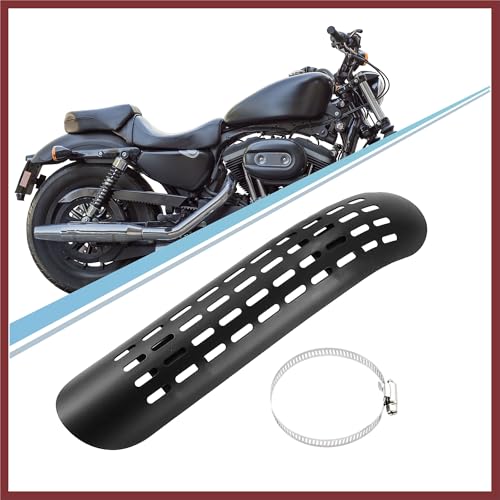 1 Set Universal Motorcycle Curve Exhaust Heat Shield Exhaust Pipe Heat Insulation Shield Muffler Guard with 70-100mm Clamps Black Replace Parts
