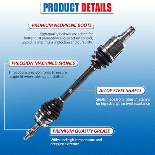 FWD Front CV Axle Shaft Assembly Compatible with Toyota Camry 2006-2002, 2.4L L4 FWD Only, Left and Right Front CV Joints, SE LE XLE Base Sedan - size: B2CV059-Camry