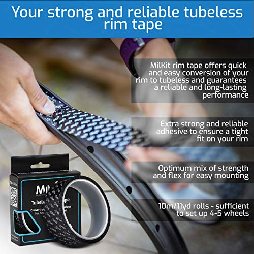 milKit Tubeless Rim Tape - 11yd (10m) Rim Strip Roll - Extra Strong Bicycle Rim Tape 21mm -25mm - 29mm - 32mm Available Widths (29mm) - size: 29mm / 10m