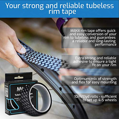 milKit Tubeless Rim Tape - 11yd (10m) Rim Strip Roll - Extra Strong Bicycle Rim Tape 21mm -25mm - 29mm - 32mm Available Widths (29mm) - size: 29mm / 10m