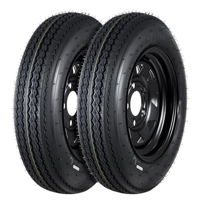 GarveeTech 2-Pack Trailer Tire On Rim 4.80-12 480-12 4.80x12 Trailer Tires and 5 Lug on 4.5 in PCD 12 in Wheels 6PR Black - size: 4.80-12