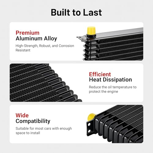 EVIL ENERGY 15 Row Oil Cooler Kit, 10AN Engine Cooler Radiator Universal - size: 15 Row
