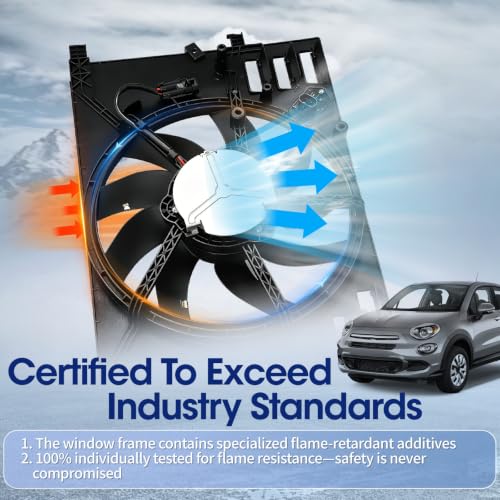 Engine Cooling Radiator Fan Assembly Fit for Jeep Renegade 2015-2018, Fit for RAM ProMaster City 2015-2018, Fit for Fiat 500X 2016-2018, Reference Number 621577, 623740, 76392, 68247205AA - size: 621577, 68360299AA