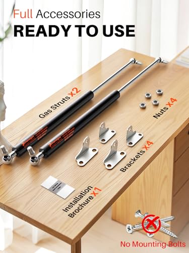 Gas Struts 25 inch 120 lb(534 N) Heavy Duty Lid with Brackets, 2Pcs