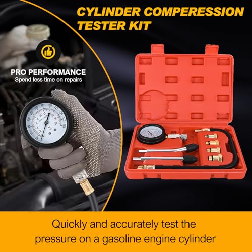 Nilight Compression Tester Kit 8PCS, 0-300 PSI Cylinder Pressure Gauge - color: 8pcs