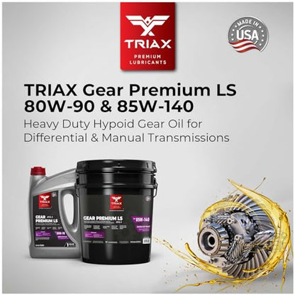 TRIAX Gear Premium LS 80W-90, GL-5 Limited Slip Ready, Manual Transmissions, Hypoid Gear Systems, Differentials, NATO Military Approved, Widest OEM Specification Range (5 Gallon Pail) - size: 5 Gallon