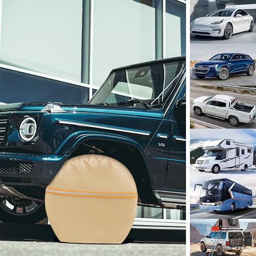 Tire Covers 4 Pack,Tough Tire Wheel Protector for Jeep, Camper, SUV, Travel Trailer,RV, Truck,Universal Outdoor Waterproof Anti-UV Snow Sun Rain Set Fits Tire Diameters 24-26 Inche - size: S