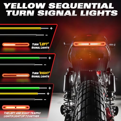 Alopee 9" Universal Motorcycle Tail Light with Turn Signals 10V-30V - size: 1 Pack 9 Inch Tail Light