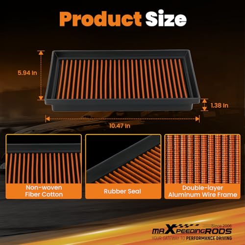 maXpeedingrods MX-3080 High-Flow Engine Air Filter Washable Reusable - size: MX-3080