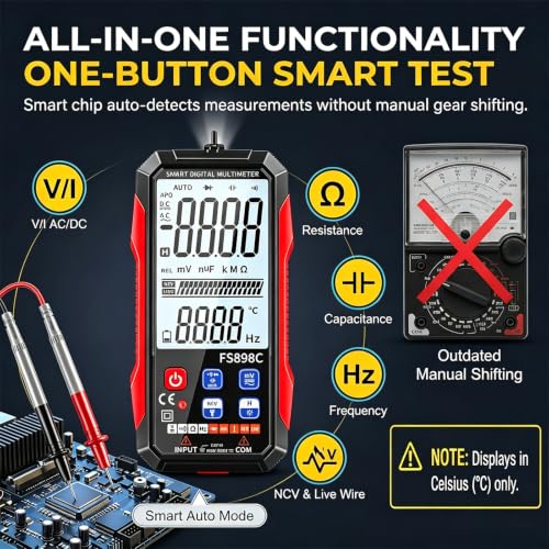 FS898C Digital Multimeter True RMS 6000 Counts USB-C Rechargeable NCV