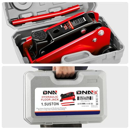 DNA Motoring Low Profile Hydraulic Trolley Service/Floor Jack, 1.5 Ton (3000 lbs) Capacity, Lifting Range 5.5"-15.35",Red, TOOLS-00675-RD - color: Red, style: 1.5 ton