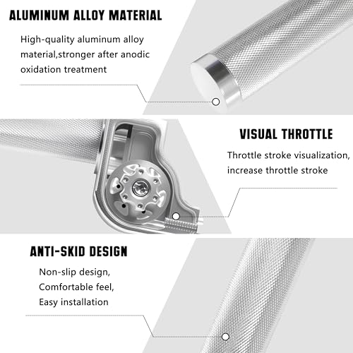Motorcycle Throttle Grip 7/8" 22mm CNC Aluminum Quick Twister with Throttle Cable for KLX CR CRF EXC XR CRF50 CRF230 50 110 125 230 250 Dirt Pit Bike Motocross Motorbike Quad ATV - color: Silver