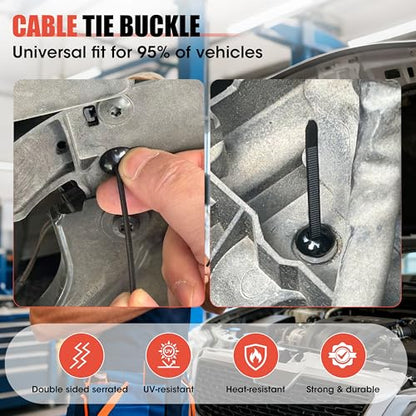 Self-Locking Cable Tie Buckle 150PC Heavy Duty Nylon Fasteners for Auto - color: 150PC Black