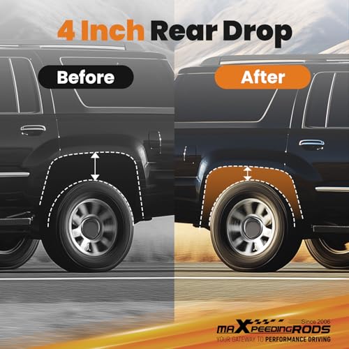 maXpeedingrods 4” Rear Lowering Spring for GM SUV 2000-2006 for Chevy Tahoe - size: 4" Rear