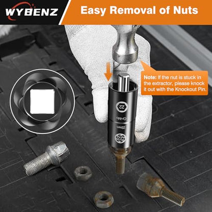 2-IN-1 Flip Lug Nut Extractor Set, 9Pcs 1/2 Inch Drive Lug Nut Removal Tool - color: 9pcs