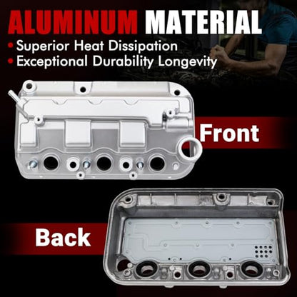 MITZONE Front Valve Cover Compatible with 2008-2017 Honda Accord Pilot Odyssey Crosstour Ridgeline Acura TL RDX 3.5L Replace 12310R70A00 12310R70A10 - color: Silver