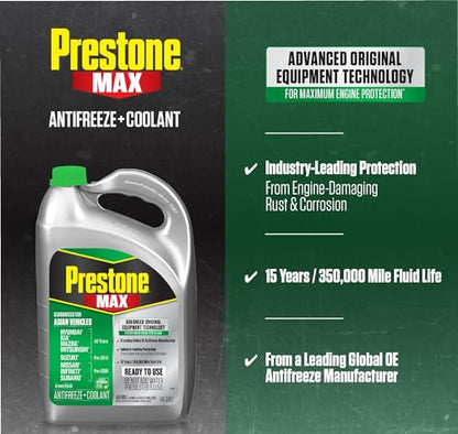 Prestone MAX Asian Green 50/50 Antifreeze Automotive Coolant, Pack of One - color: Asian Green, size: Pack of 1 Gallon