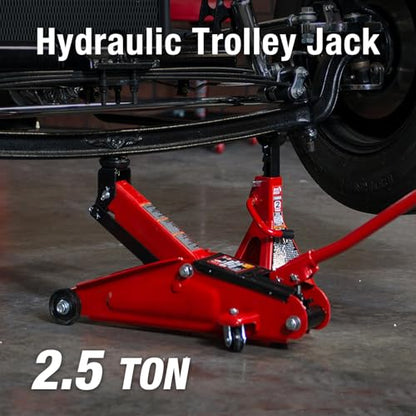 BIG RED Low Profile Hydraulic Trolley Floor Service/Floor Jack with Blow Mold Carrying Storage Case, 2.5 Ton (5,000 lb) Capacity, Lifting Range 5.6"-13", Red - size: 2.5t with case