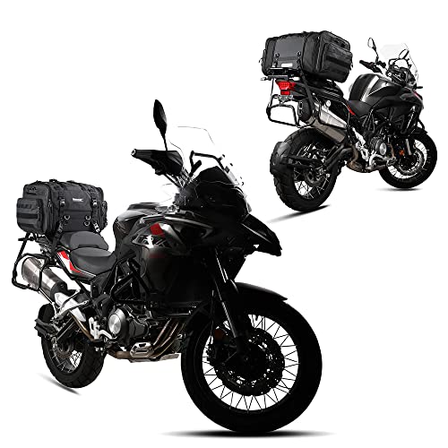 Rhinowalk Motorcycle Tail Bag Expandable Motorcycle Travel Luggage 60L Waterproof All Weather/Trunk/Rack Bag with Sissy Bar Straps-Black - size: Black 40-60L