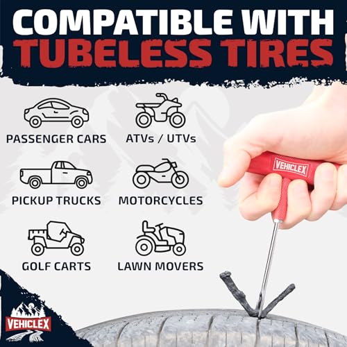 Vehiclex Flat Tire Repair Plugs - 30pcs Heavy Duty Plug and Patch Kit for Emergency Repairs, Black - color: Black, size: 30 pcs
