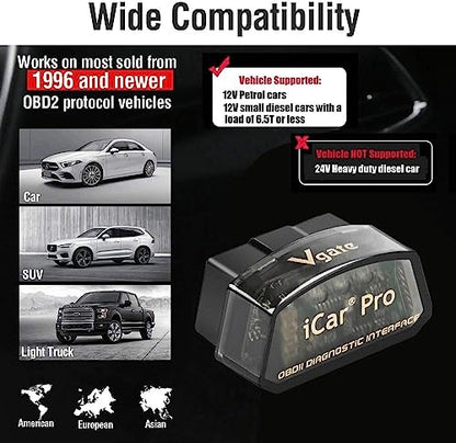 Vgate iCar Pro Bluetooth 4.0 (BLE) OBD2 Fault Code Reader OBDII Code Scanner Car Check Engine Light for iOS/Android - size: ICAR PRO BLE4.0 - iOS, Android & Windows